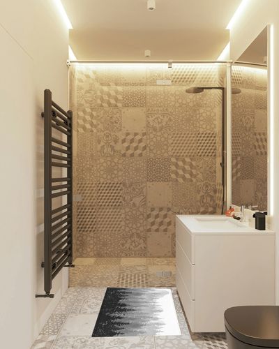Abstract Plush Shag Bath Rugs Black Grey Misty Forest Soft Fluffy Floor Doormat Carpet,Non-Slip Door Mats for Living Room Bedroom Kitchen Entryway Nature Foggy Tree Plant in White Tiled Bathroom