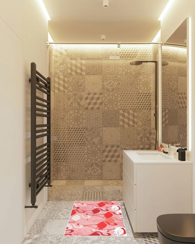White Pink Flamingo Bathroom Rugs Fluffy Absorbent Bath Mat Machine Washable Soft Microfiber Shaggy Kitchen Mat Non Slip Carpet Runner for Bathroom Floor Shower Bathtub Living Room in White Tiled Bathroom