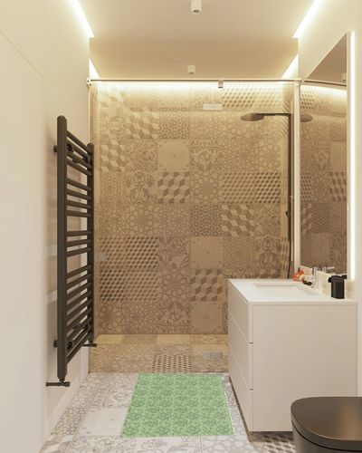 Vintage Ornate Green Leaf Plush Shag Bath Rugs Geometric Leaves Tile Soft Fluffy Floor Doormat Carpet,Non-Slip Door Mats for Living Room Bedroom Kitchen Entryway Christmas Day in White Tiled Bathroom
