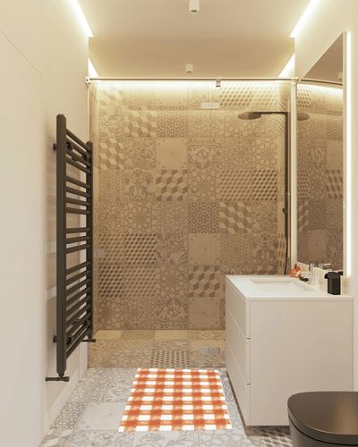 Watercolor Plaid Plush Shag Bath Rugs Orange White Buffalo Gingham Soft Fluffy Floor Doormat Carpet,Non-Slip Door Mats for Living Room Bedroom Kitchen Entryway Pastoral Checkered in White Tiled Bathroom