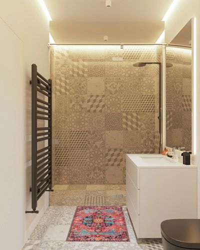 Wonnitar Boho Bathroom Rug,Washable 2x3 Small Bath Mat,Vintage Soft Kitchen Sink Mat,Non-Slip Floral Entry Way Rug,Low-Pile Indoor Accent Carpet for Bedside Entrance Laundry,Hot Pink in White Tiled Bathroom