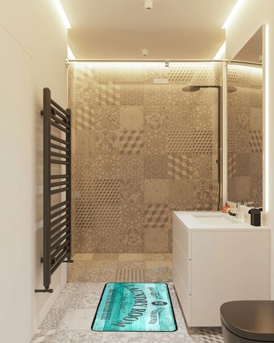 Gray Laundry Room Kitchen Rugs Teal Or Turquoise Wood Bath Rug Runner Comfort Mat Non-Slip Doormats Carpet for Bathroom Indoor 39" X 20" in White Tiled Bathroom