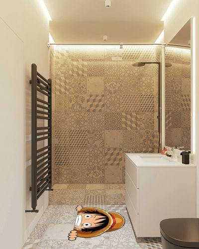 Anime Carpet Cartoon Shape Area Rug Soft Non-Slip Indoor Entry Way Rug for Home Bedroom Decor,80 * 60cm in White Tiled Bathroom