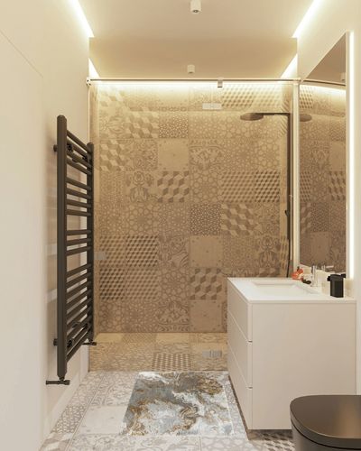 LUXE WEAVERS Marble Swirl Abstract Area Rug, Gray 2x3 in White Tiled Bathroom