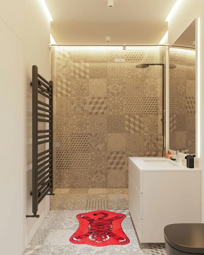 Chfukew Red Tiger Bathroom Rugs Microfiber Non Slip Shower Bath Mat Soft Washable Living Room Area Rug Cute Kitchen Bathroom Decor in White Tiled Bathroom