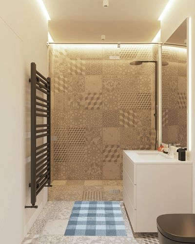 SISOSU Woven Buffalo Checkered Plaid Rug - Carpets for Living Room, Bedroom, Dining Room, Home Décor - Luxurious Handcrafted Traditional Rug - PET-Yarn - Modern- 2’ x 3’- Light Grey & White in White Tiled Bathroom