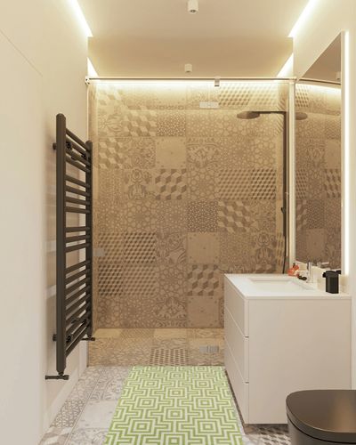 Turnbow Power Loom Green Rug George Oliver Rug Size: Rectangle 2'3" x 4'6" in White Tiled Bathroom