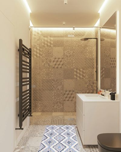 SUPERIOR Talluah | Indoor Printed Hand-Tuffed Room Decor for Bedroom Aesthetic Area Rug for Living Room in White Tiled Bathroom