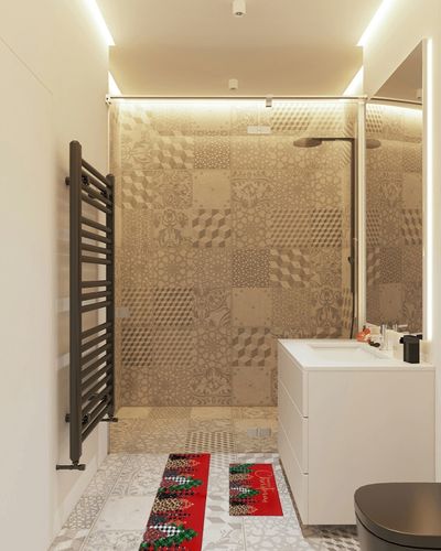 Kewadony 2 Piece Kitchen Rugs Set, Merry Christmas Kitchen Rugs and Mats Non Skid Washable, Red Green Plaid Xmas Tree Snowflake Red Absorbent Floor Mat for Sink/Hallway/Laundry, 20"x24"+20"x48" in White Tiled Bathroom