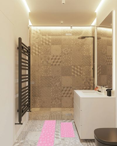Kitchen Mat 2 Pieces, Christmas Winter Snowflake Pink Kitchen Rugs and Mats Non Slip Runner Rug Washable Floor Mats for Kitchen Home 18" x 30" + 18" x 48" in White Tiled Bathroom