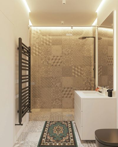Antep Rugs Alfombras Oriental Traditional 2x4 Non-Skid (Non-Slip) Low Profile Pile Rubber Backing Kitchen Area Rugs (Green, 2'3" x 4') in White Tiled Bathroom