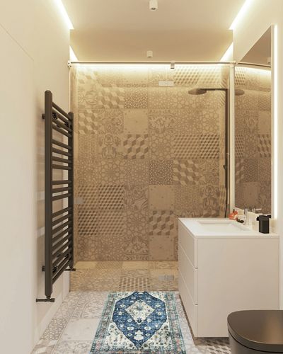 Morebes Boho Tribal Bedroom Rug,2x4 Rug Non-Slip,Washable Boho Bathroom Rug,Small Front Door Rug Blue Bohemian Kitchen Rugs,Distressed Soft Throw Low-Pile Carpet Runner for Bathroom Decor in White Tiled Bathroom