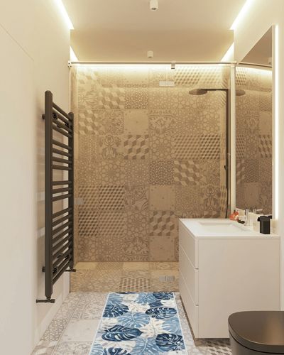 Wonnitar Tropical Washable Runner Rug 2x4.3,Non-Slip Monstera Leaf Blue Kitchen Rug Runner Carpet,Soft Low Pile Laundry Room Rug Runner Non-Shed Floor Mat for Bedroom Bathroom Bedside in White Tiled Bathroom