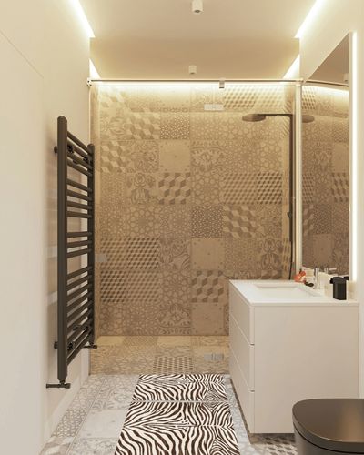 Gertmenian 2 Pack Indoor Boho Area Rugs | Home Decor for Entryway, Bedroom, Living Room, Office, Kitchen | Non Slip, Soft, Printed Accent Rugs | Zebra, Black/White, 2x4 Extra Small, 24630 in White Tiled Bathroom