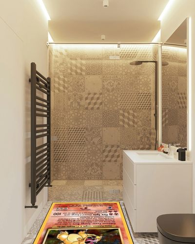 Anime Game, Game Card Rug, Anime, Anime Rug, Playing Room Rug, Anime Room Decor, Anime Rugs, Kids Decor e00120 (2.6x4.9 feet - 80x150 cm) in White Tiled Bathroom