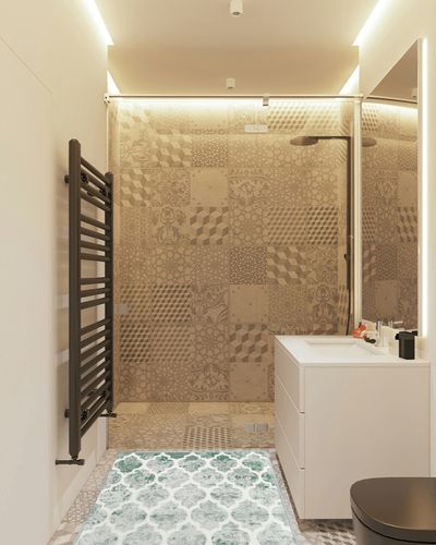 Lahome Moroccan Washable Bedroom Rug - 3 x 5 Rugs for Living Room Ultra-Thin Geometric Trellis Green Rug for Entryway Modern Non-Slip Small Carpet for Bathroom Laundry Kitchen Office,3'x 5' in White Tiled Bathroom