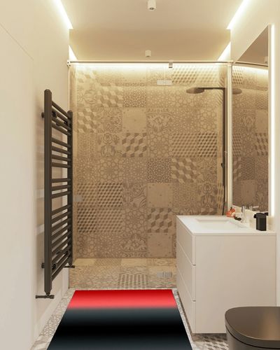 Black and Red Area Rug 3 x 5, Washable Bedroom Rug Non-Slip Kitchen Rugs Soft Floor Cover Mat for Living Room Dining Room Nursery Outdoor Carpet Ombre Color Abstract Art in White Tiled Bathroom