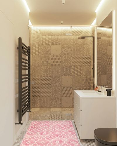 Moynesa Boho Moroccan Area Rug - 3x5 Large Pink Kitchen Rugs for Bedroom Girls Washable, Non Slip Laundry Room Rug Modern Low-Pile Entryway Rug Summer Fuzzy Throw Mat for Nursery Playroom Living Room in White Tiled Bathroom