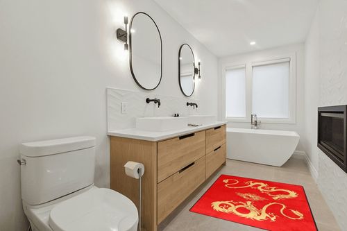 ALAZA Two Dragon and Yin-yang Symbol Red Area Rug for Living Room Bedroom, Non-Slip Rug for Home Decor 5'3"x4' in Scandinavian Neutral bathroom