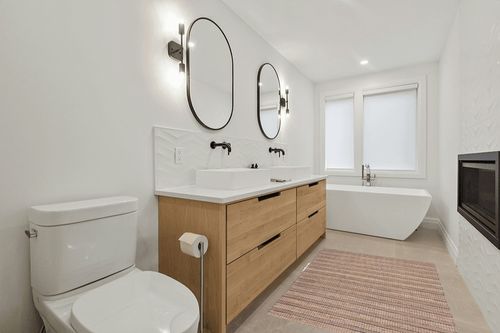 Sonnenberg Striped Flatweave Black/Natural Area Rug Laurel Foundry Modern ... in Scandinavian Neutral bathroom