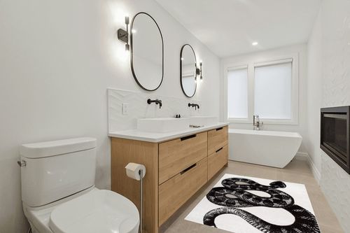 nuLOOM Thomas Paul Serpent Area Rug, 4x6, Black and White in Scandinavian Neutral bathroom