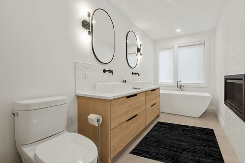Premiumcowhide New Cowhide Rug Leather. Animal Skin Patchwork Area Carpet (4 X 6) in Scandinavian Neutral bathroom