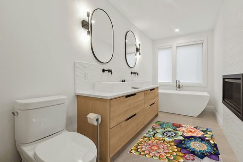Modern Floral Flower Area Rugs 4x6 for Bedroom Living Room Colorful Vintage Boho Large Entryway Throw Rug Non-Slip Machine Washable Floor Carpet for Home Decor (4’X 6’, Floral) in Scandinavian Neutral bathroom