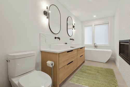 Alfa Rich 4x6 Area Rugs, Solid Green Rug, Cotton, Pet Friendly, Easy Clean, Washable Rug in Scandinavian Neutral bathroom