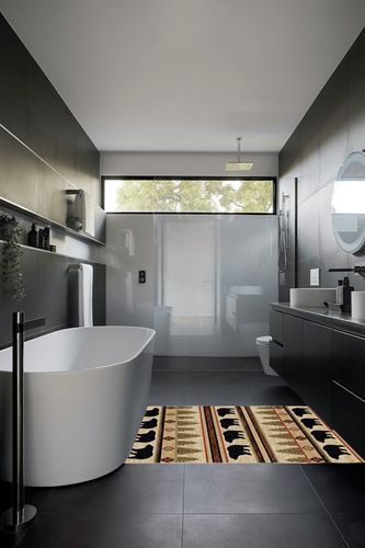 Rustic Lodge, Bear Cabin 4x5 Area Rug, 3'11"x5'3" Multi 7482 in Black Modern Bathroom