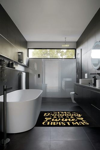 LIICHEES I M Dreaming of A Wine Christmas Area Rug 63x48in Washable Rugs for Living Room Bedroom Large Rug Indoor Decorative Carpet Yoga Mat in Black Modern Bathroom