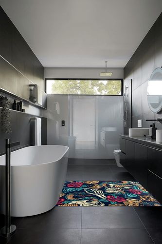 BOENLE Area Rug Large Area Rugs for Living Room Non-Slip Washable Carpet Skull Snake Rose Dice Thick Rectangular Mat for Indoor Bedroom Dining Office-63 x 48 Inch in Black Modern Bathroom
