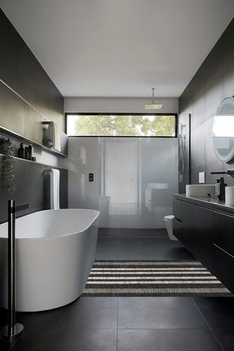 Jonathan Y Timantii Bohemian Medallion Textured Weave Indoor/Outdoor Machine ... in Black Modern Bathroom