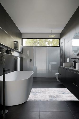 Neuman Vogue 117 Area Rug in Blue / Grey Trent Austin Design Rug Size: Rectangle ... in Black Modern Bathroom