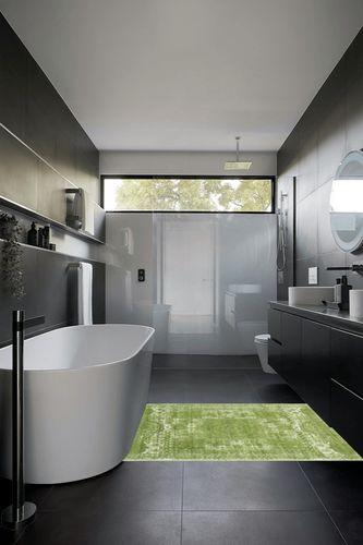 Charlton Home Pat Green Area Rug, Size: Rectangle 4' x 6' in Black Modern Bathroom