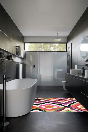 nuLOOM Handmade Carnival Abbey Shaggy Area Rug, 4x6, Multi in Black Modern Bathroom
