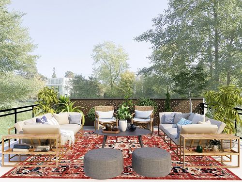 SAFAVIEH Charleston Collection Area Rug - 8' x 10', Red & Ivory, Oriental Distressed Design, Non-Shedding & Easy Care, Ideal for High Traffic Areas in Living Room, Bedroom (CHL411Q) in Scandinavian Modern Patio
