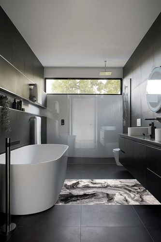 nuLOOM Remona Modern Abstract Area Rug, 4' x 6', Grey in Black Modern Bathroom