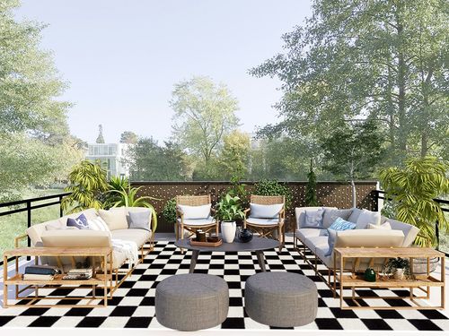 Luxe Weavers Modern Checkered Area Rug Black 8x10 Stain Resistant Carpet for Living Room in Scandinavian Modern Patio