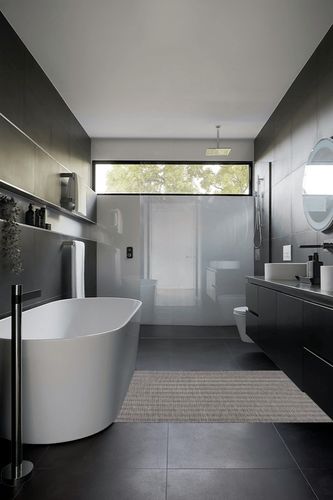 Nourison Positano Indoor/Outdoor Charcoal 4' x 6' Area Rug, Easy Cleaning, Non Shedding, Bed Room, Living Room, Dining Room, Backyard, Deck, Patio (4x6) in Black Modern Bathroom