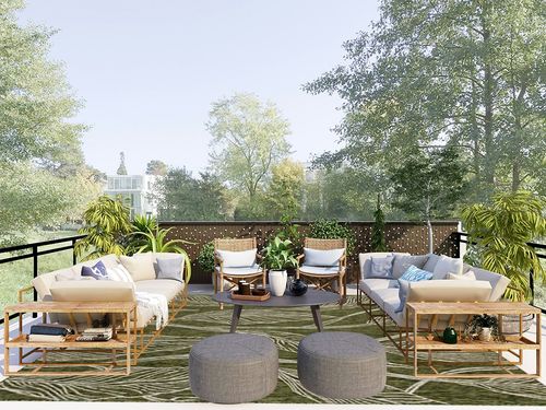 Unique Loom Outdoor Botanical Collection Area Rug - Leaf (7' 10" x 11' 4" Rectangle, Green/ Ivory) in Scandinavian Modern Patio