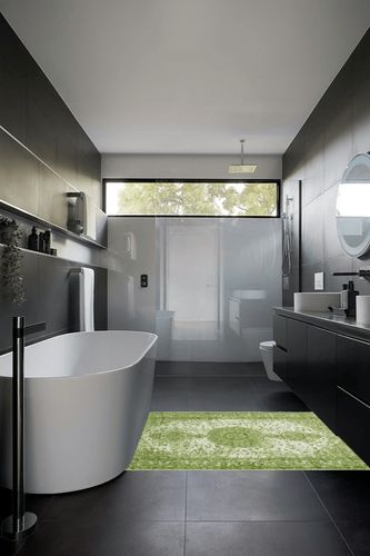 Unique Loom Bromley Collection Area Rug - Midnight (4' 1" x 6' 1" Rectangle, Green/ Ivory) in Black Modern Bathroom