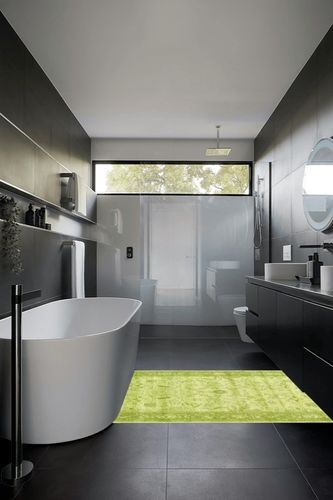 Unique Loom La Jolla Collection Farmhouse, Contemporary, Botanical, Traditional, Vintage Area Rug, 4 ft 0 x 6 ft 1 Rectangular, Light Green/Green in Black Modern Bathroom