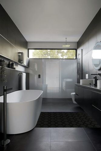 Garland Rug Sparta 4 ft. x 6 ft. Area Rug Black in Black Modern Bathroom