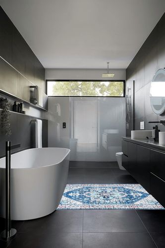 SONGLET 4x6 Area Rugs，Washable Rug in Black Modern Bathroom