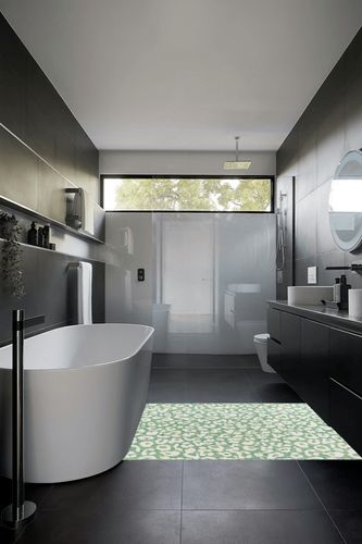 Unique Loom Outdoor Safari Collection Area Rug - Leopard (4' 1" x 6' 1" Rectangle, Green Blue/ Ivory) in Black Modern Bathroom