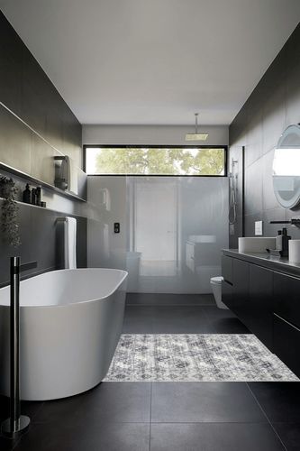 nuLOOM Shea Vintage Area Rug, 4x6, Grey in Black Modern Bathroom