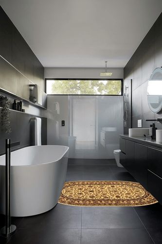 Unique Loom Voyage Collection Area Rug - St. Louis (4' 1" x 6' 1" Oval Cream/Brown) in Black Modern Bathroom