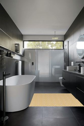Unique Loom Outdoor Collection Area Rug - Costa Rica (4' 1' x 6' 1' Rectangle, Yellow Ivory/ Ivory) in Black Modern Bathroom