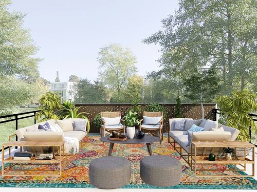 Unique Loom Penrose Collection Area Rug - Blake (9' x 12' Rectangle, Multi/ Blue) in Scandinavian Modern Patio