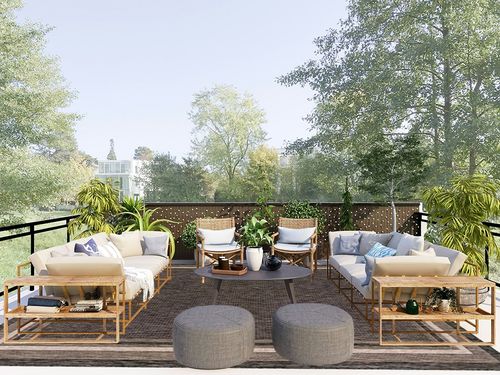 Unique Loom Outdoor Border Collection Area Rug - Soft Border (9' x 12' Rectangle, Black/ Ivory) in Scandinavian Modern Patio